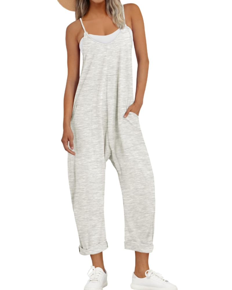 Isla | Sleeveless Jumpsuit Black Rayon Wide-Leg Spaghetti Strap for Women