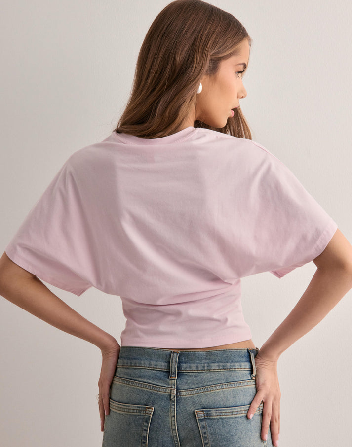 Amber | Cropped T-Shirt Dark Brown Cotton Short Sleeve for Women