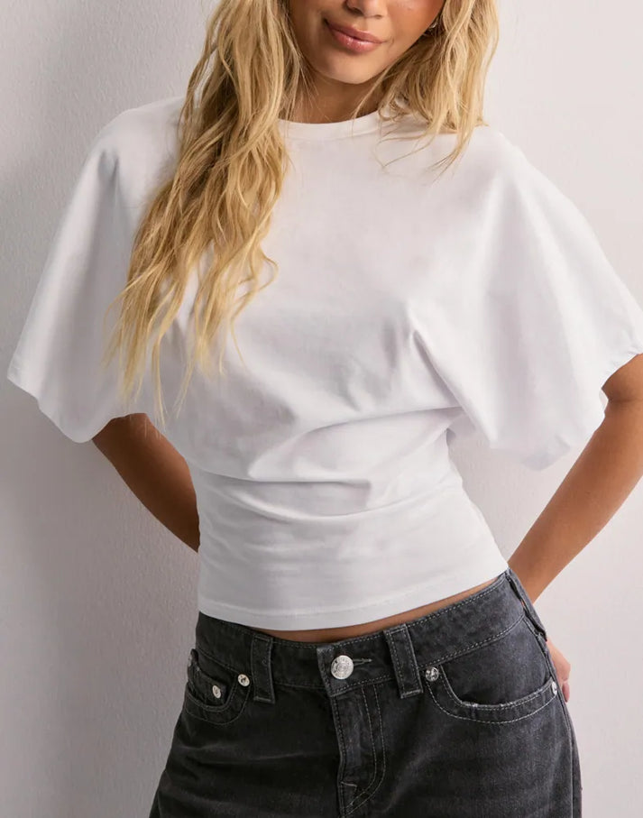 Amber | Cropped T-Shirt Dark Brown Cotton Short Sleeve for Women