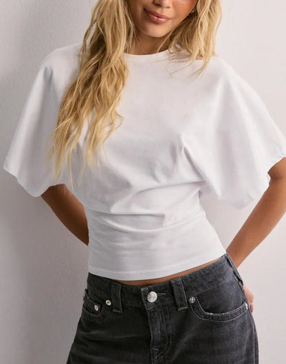 Amber | Cropped T-Shirt Dark Brown Cotton Short Sleeve for Women