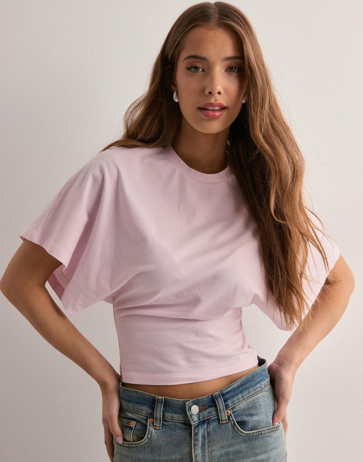 Amber | Cropped T-Shirt Dark Brown Cotton Short Sleeve for Women
