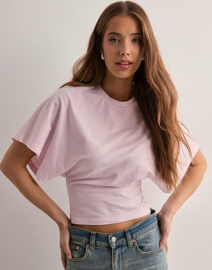 Amber | Cropped T-Shirt Dark Brown Cotton Short Sleeve for Women