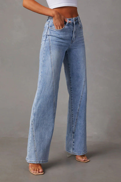 Mabel | Wide-Leg Jeans Light Blue Denim Seam Detail for Women