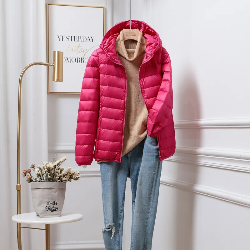 Daisy | Cropped Puffer Jacket Pink Lightweight Hooded for Women