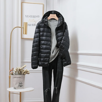 Daisy | Cropped Puffer Jacket Pink Lightweight Hooded for Women