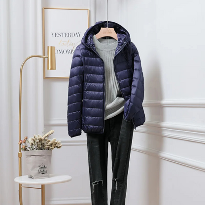 Daisy | Cropped Puffer Jacket Pink Lightweight Hooded for Women
