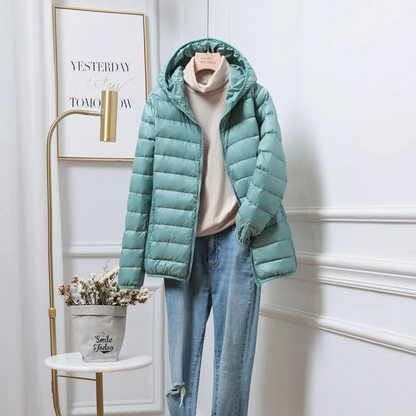 Daisy | Cropped Puffer Jacket Pink Lightweight Hooded for Women