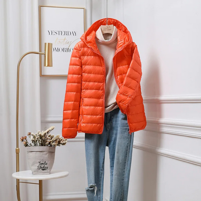 Daisy | Cropped Puffer Jacket Pink Lightweight Hooded for Women