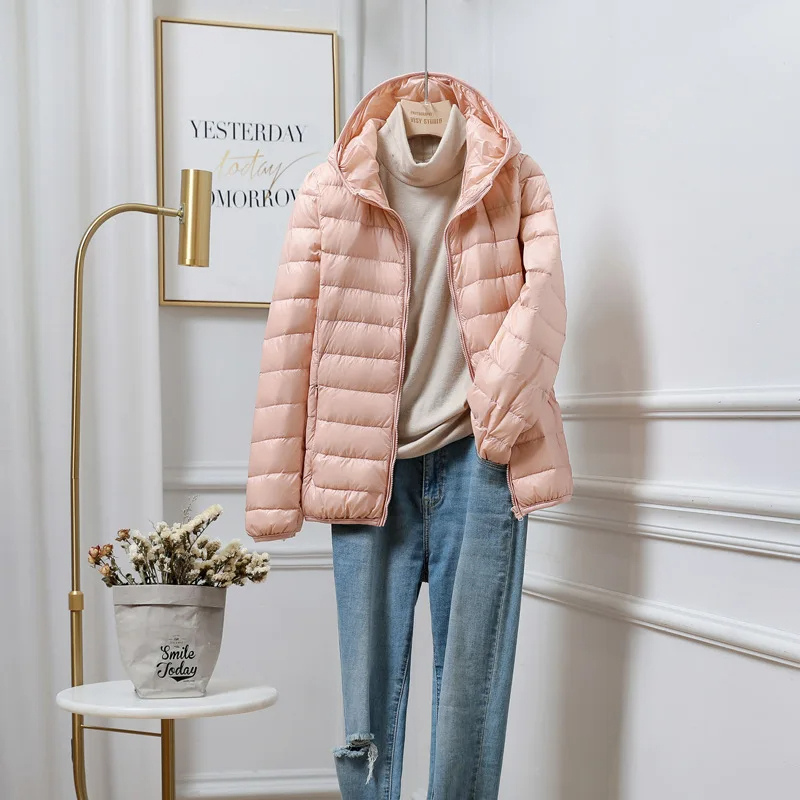 Daisy | Cropped Puffer Jacket Pink Lightweight Hooded for Women