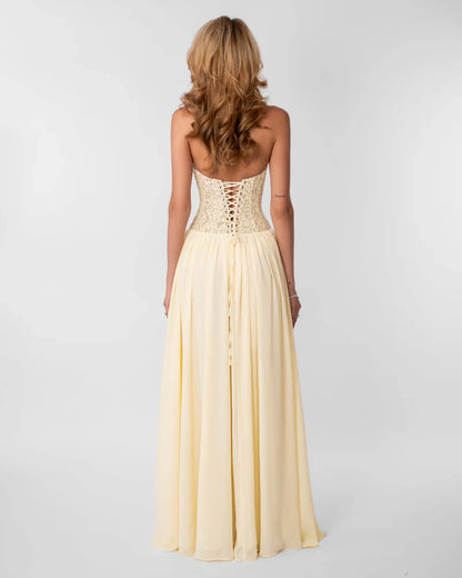 Elspeth | Maxi Party Dress Pink Lace Corset Halter for Women