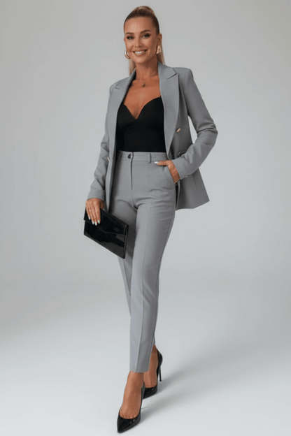 Elspeth | Blazer Trouser Suit Set Sky Blue Tailored Double-Breasted for Women