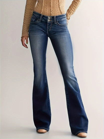 Lena | Flared Jeans Black Washed Denim Low-Rise for Women