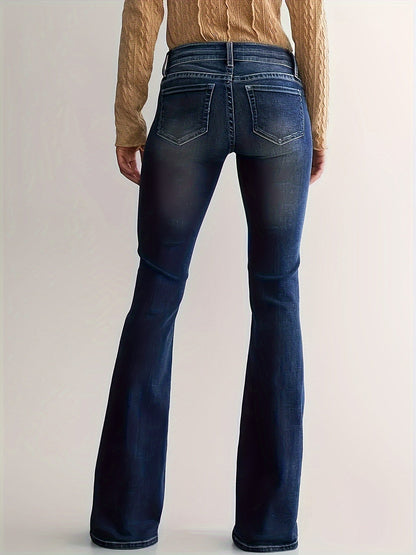 Lena | Flared Jeans Black Washed Denim Low-Rise for Women