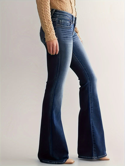 Lena | Flared Jeans Black Washed Denim Low-Rise for Women