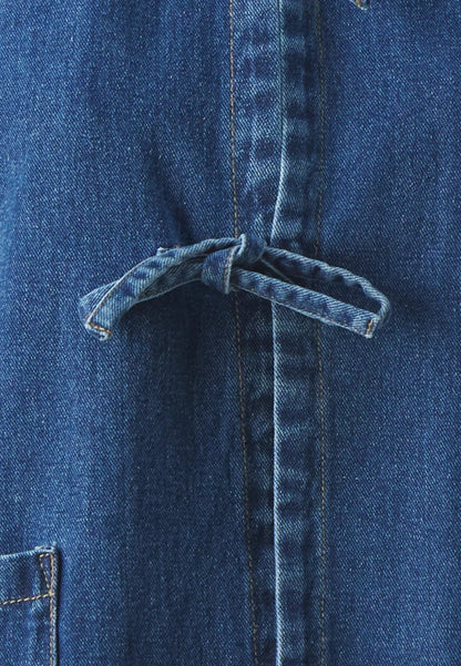 Iris | Denim Jacket Blue Cotton Tie-Front Relaxed Fit for Women