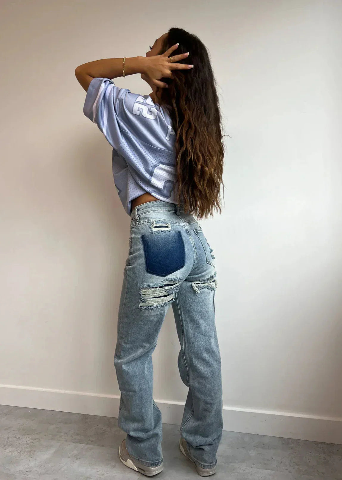 Adelaide | Jeans Light Blue Denim Ripped Wide-Leg Vintage for Women