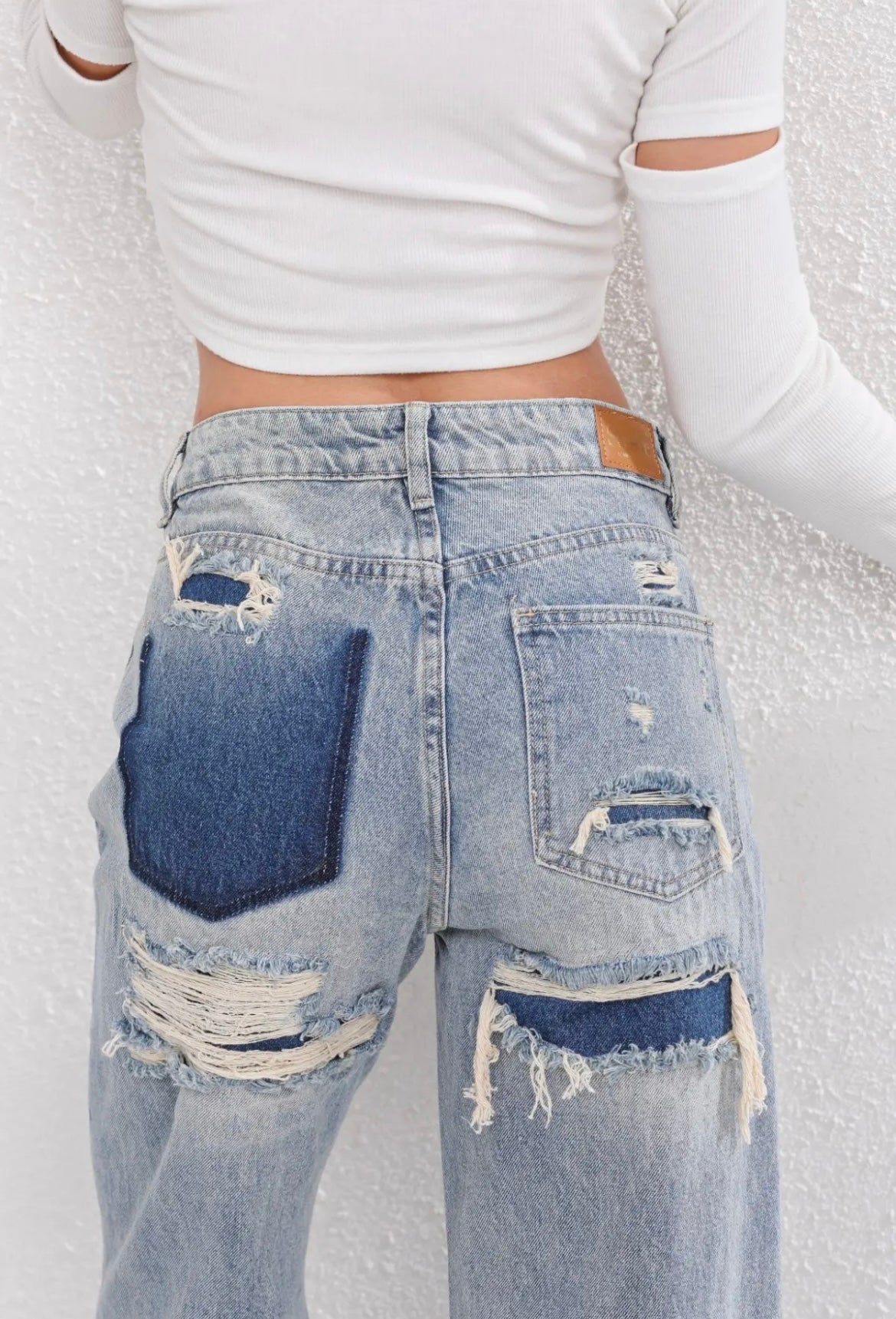 Adelaide | Jeans Light Blue Denim Ripped Wide-Leg Vintage for Women