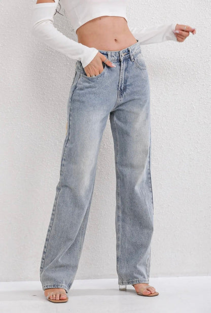Adelaide | Jeans Light Blue Denim Ripped Wide-Leg Vintage for Women