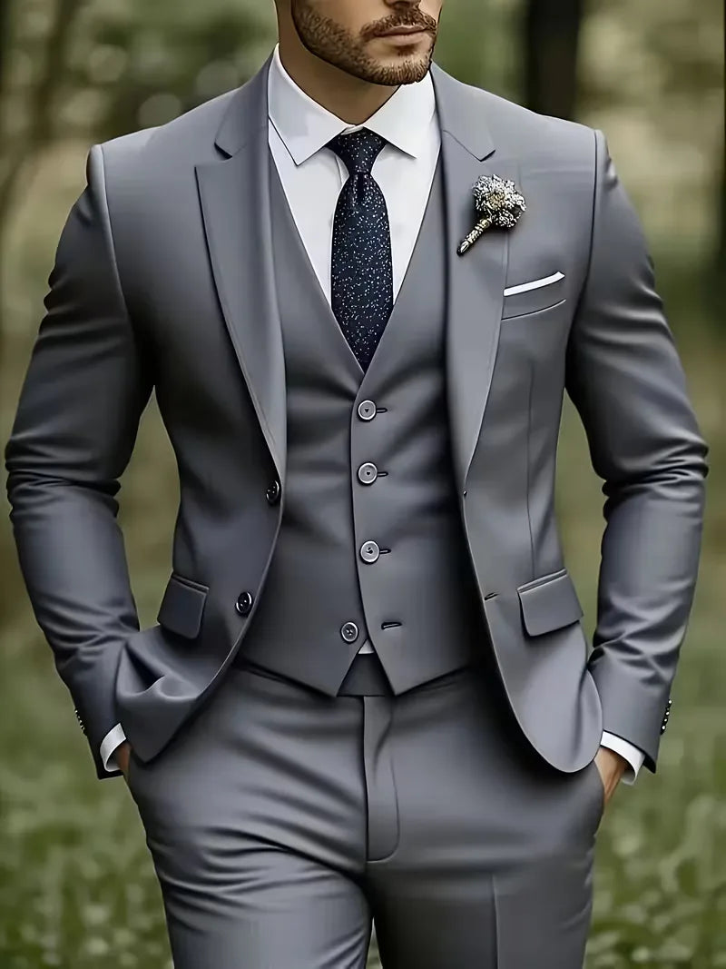 Montgomery | Suit Ivory Slim Fit Three-Piece Notch Lapel for Men