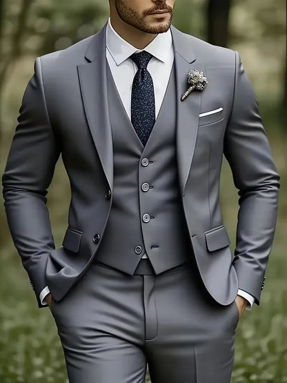 Montgomery | Suit Ivory Slim Fit Three-Piece Notch Lapel for Men