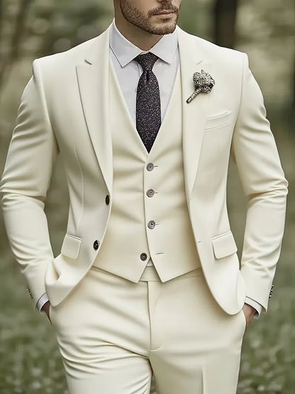 Montgomery | Suit Ivory Slim Fit Three-Piece Notch Lapel for Men