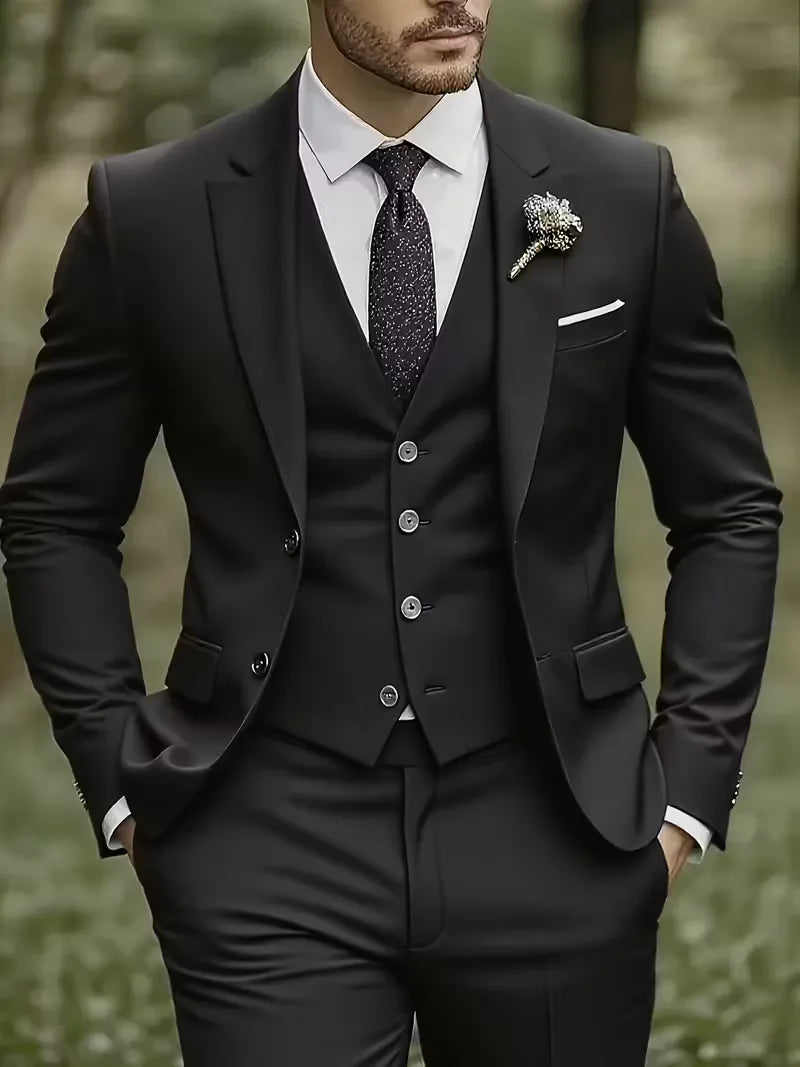 Montgomery | Suit Ivory Slim Fit Three-Piece Notch Lapel for Men