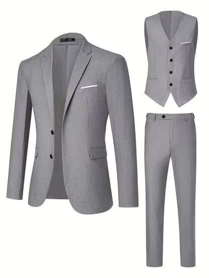 Montgomery | Suit Ivory Slim Fit Three-Piece Notch Lapel for Men