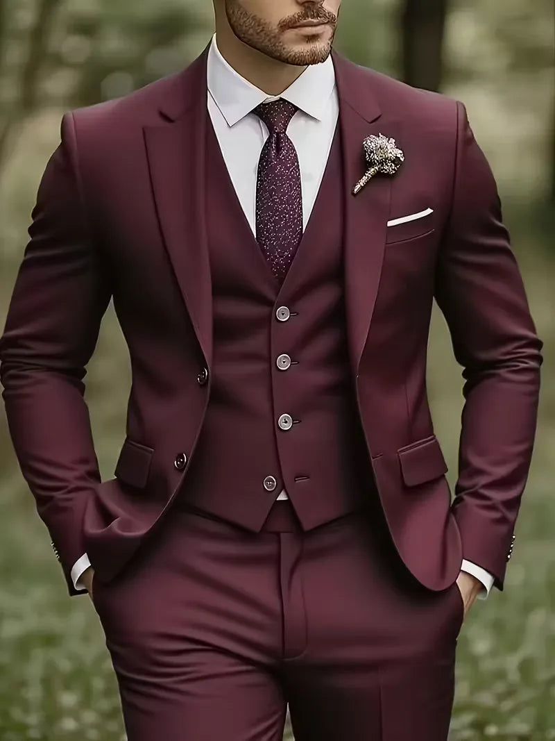 Montgomery | Suit Ivory Slim Fit Three-Piece Notch Lapel for Men