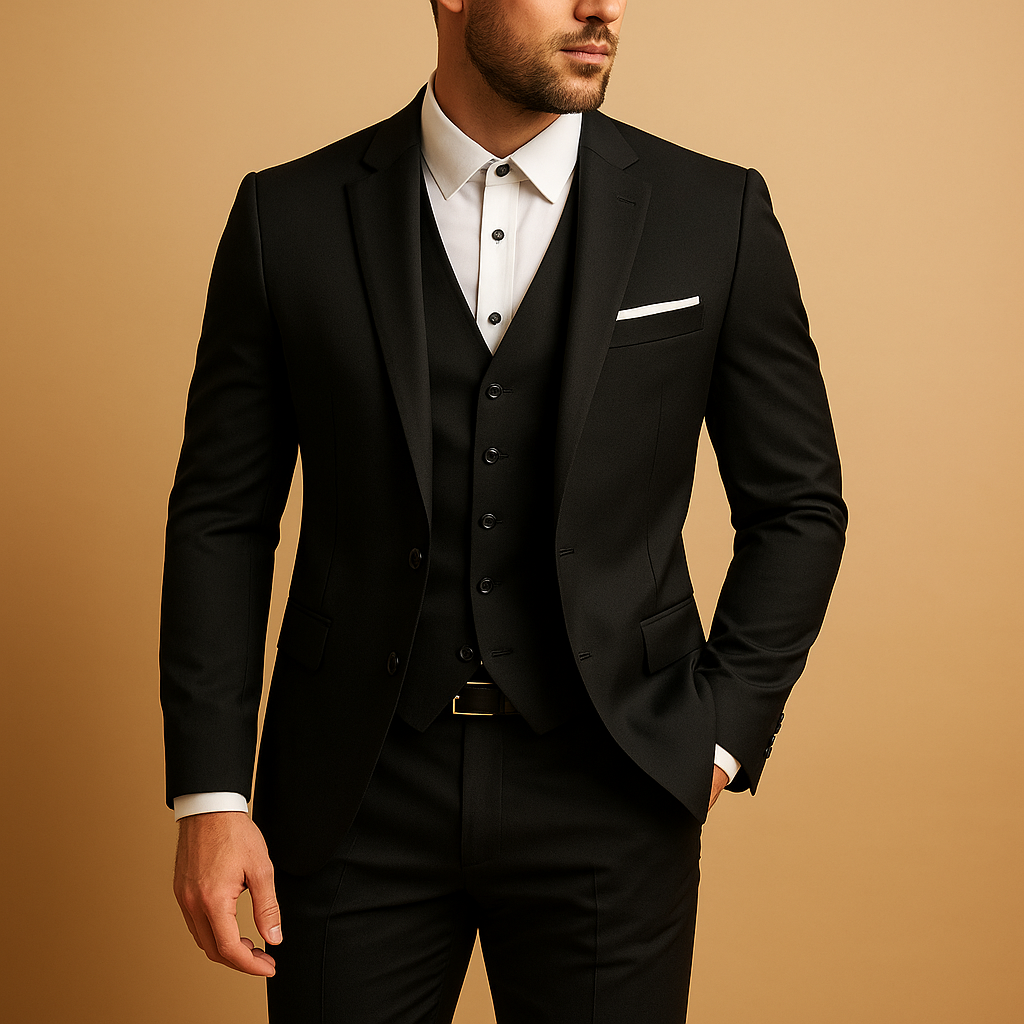 Horatio | Three-Piece Suit Black Slim Fit with Waistcoat for Men