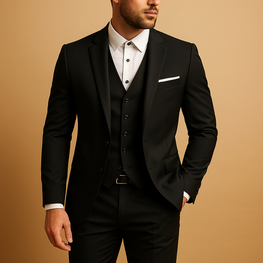 Horatio | Three-Piece Suit Black Slim Fit with Waistcoat for Men