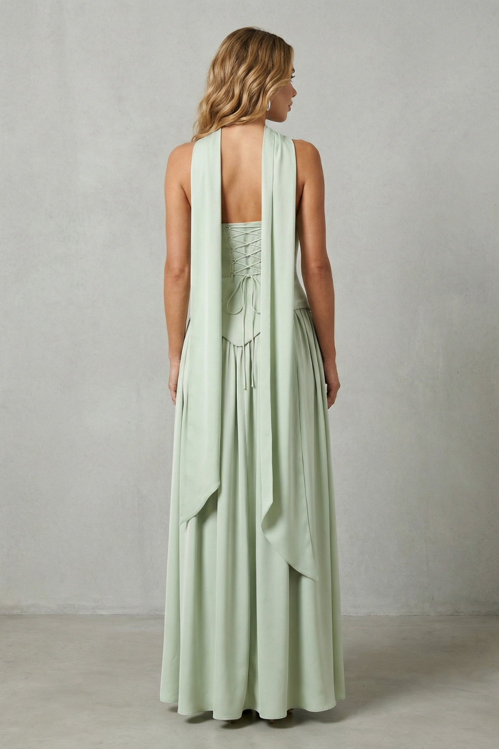 Rosalind | Maxi Formal Dress Sage Green Strapless Asymmetric Draped Slit for Women