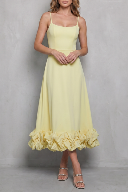 Phoebe | Midi Dress Baby Blue Ruffle Hem Spaghetti Strap for Women