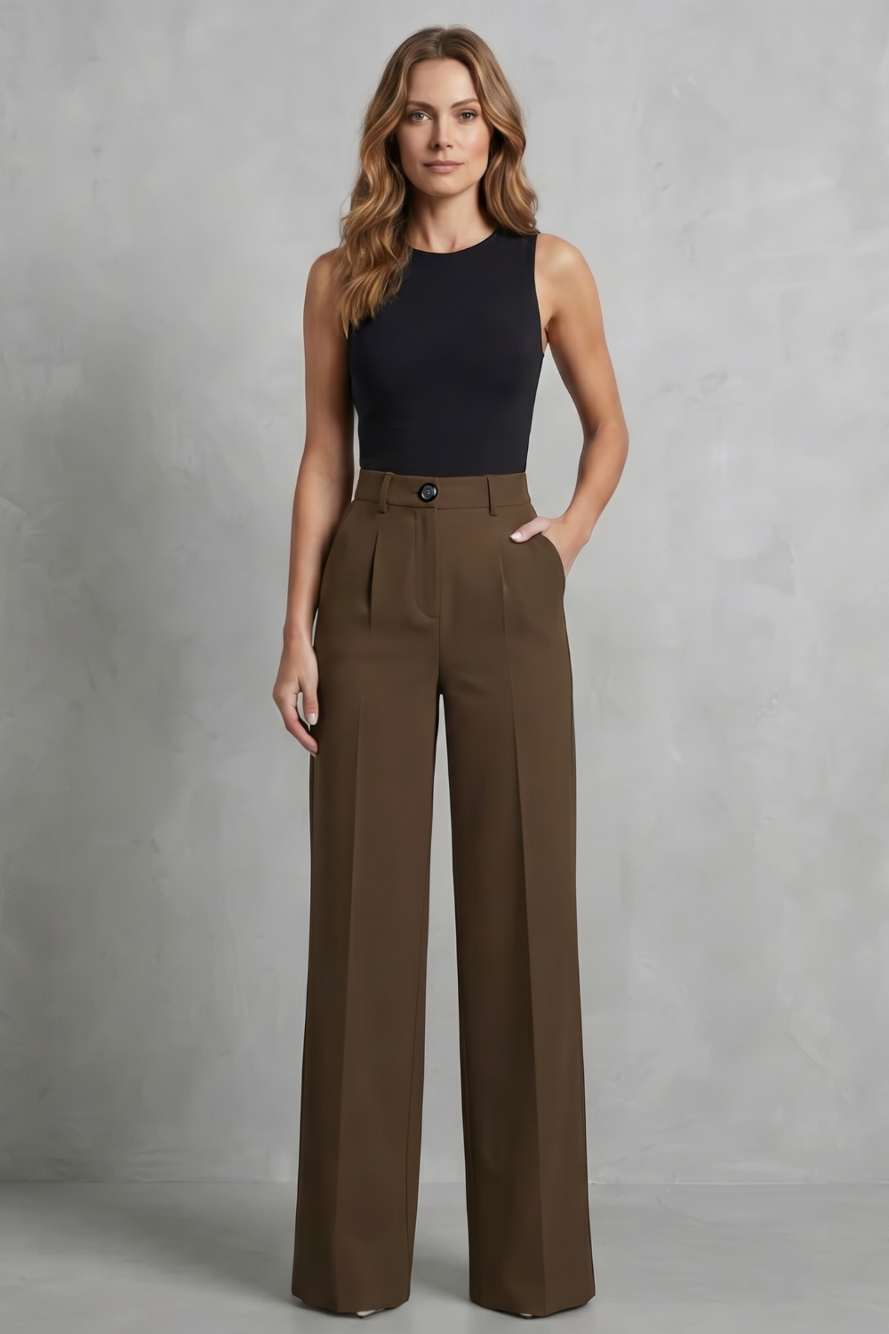 Rowena | Wide-Leg Trousers White Tailored High-Waist Pleated for Women