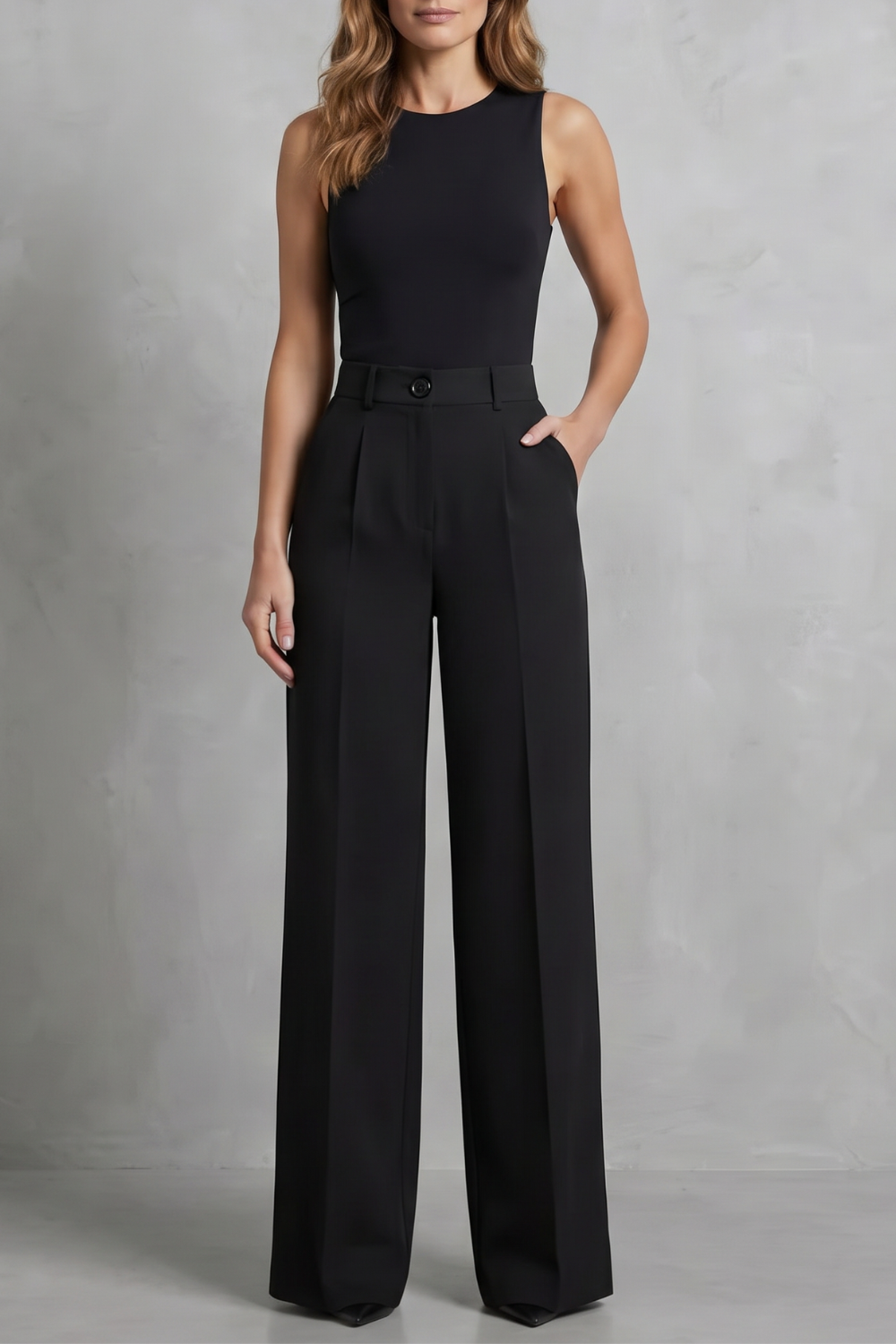 Rowena | Wide-Leg Trousers White Tailored High-Waist Pleated for Women