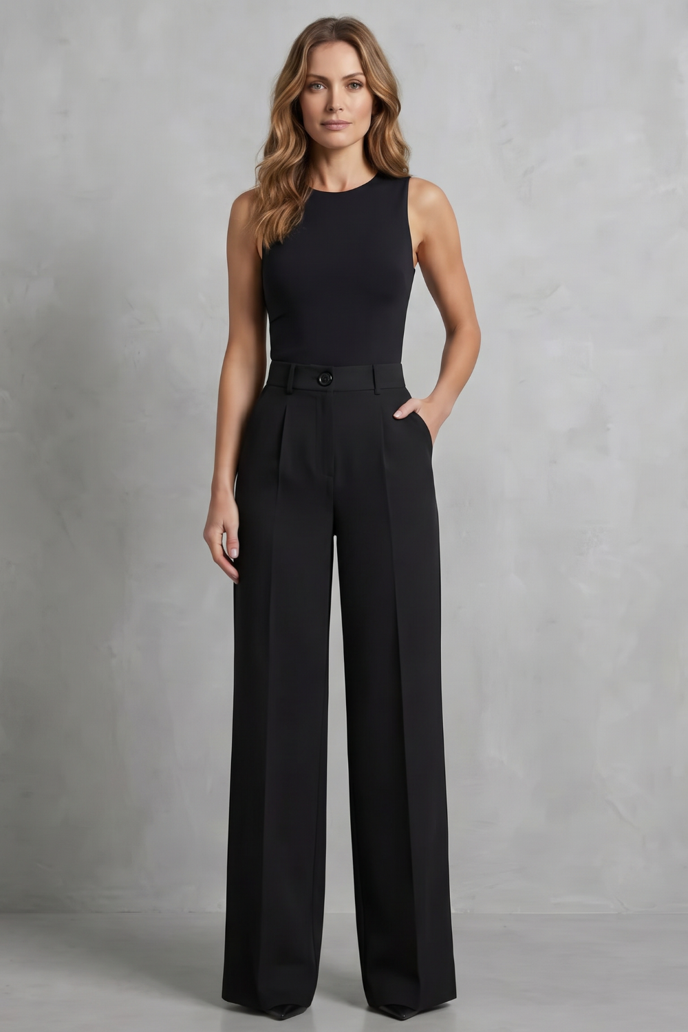Rowena | Wide-Leg Trousers White Tailored High-Waist Pleated for Women