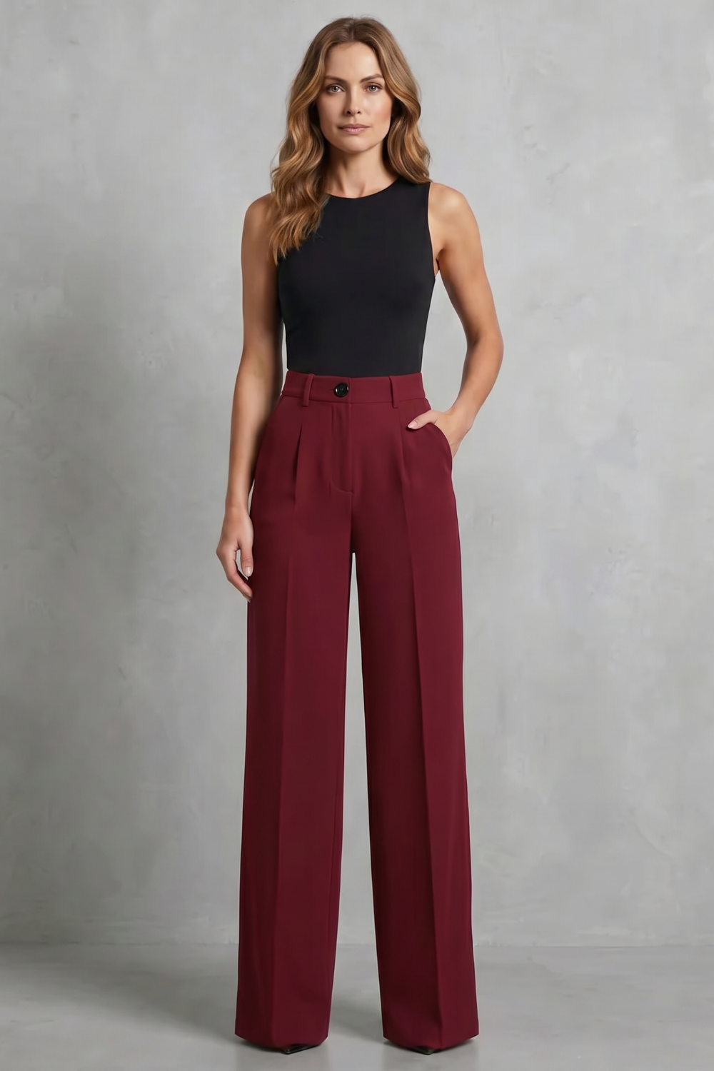 Rowena | Wide-Leg Trousers White Tailored High-Waist Pleated for Women
