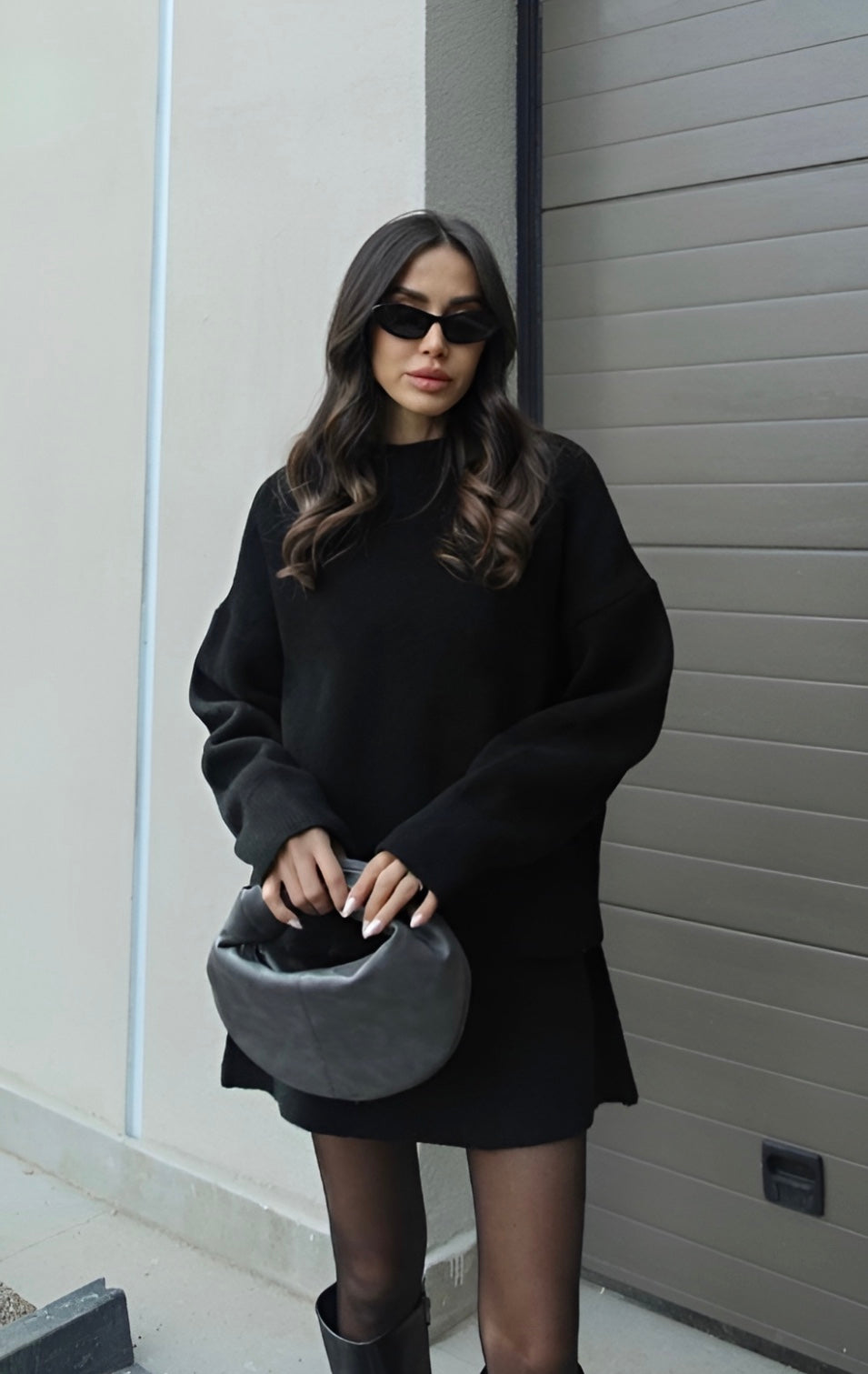Emmeline | Knit Two-Piece Set Forest Green Sweater Mini Skirt for Women