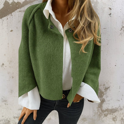 Nadine | Cardigan Taupe Fluffy Wool Button-Front Casual for Women