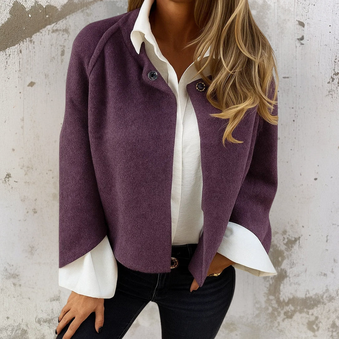 Nadine | Cardigan Taupe Fluffy Wool Button-Front Casual for Women