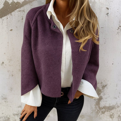Nadine | Cardigan Taupe Fluffy Wool Button-Front Casual for Women