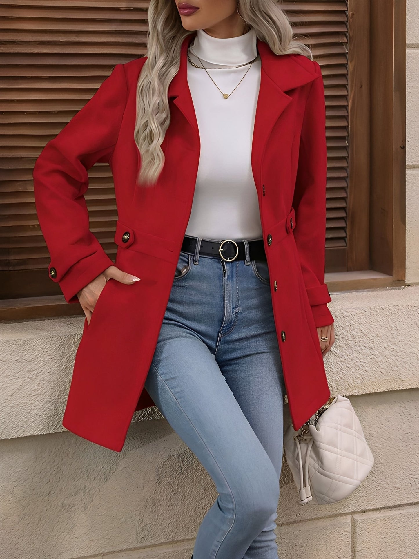 Evangeline | Trench Coat Camel Double-Breasted Belted for Women