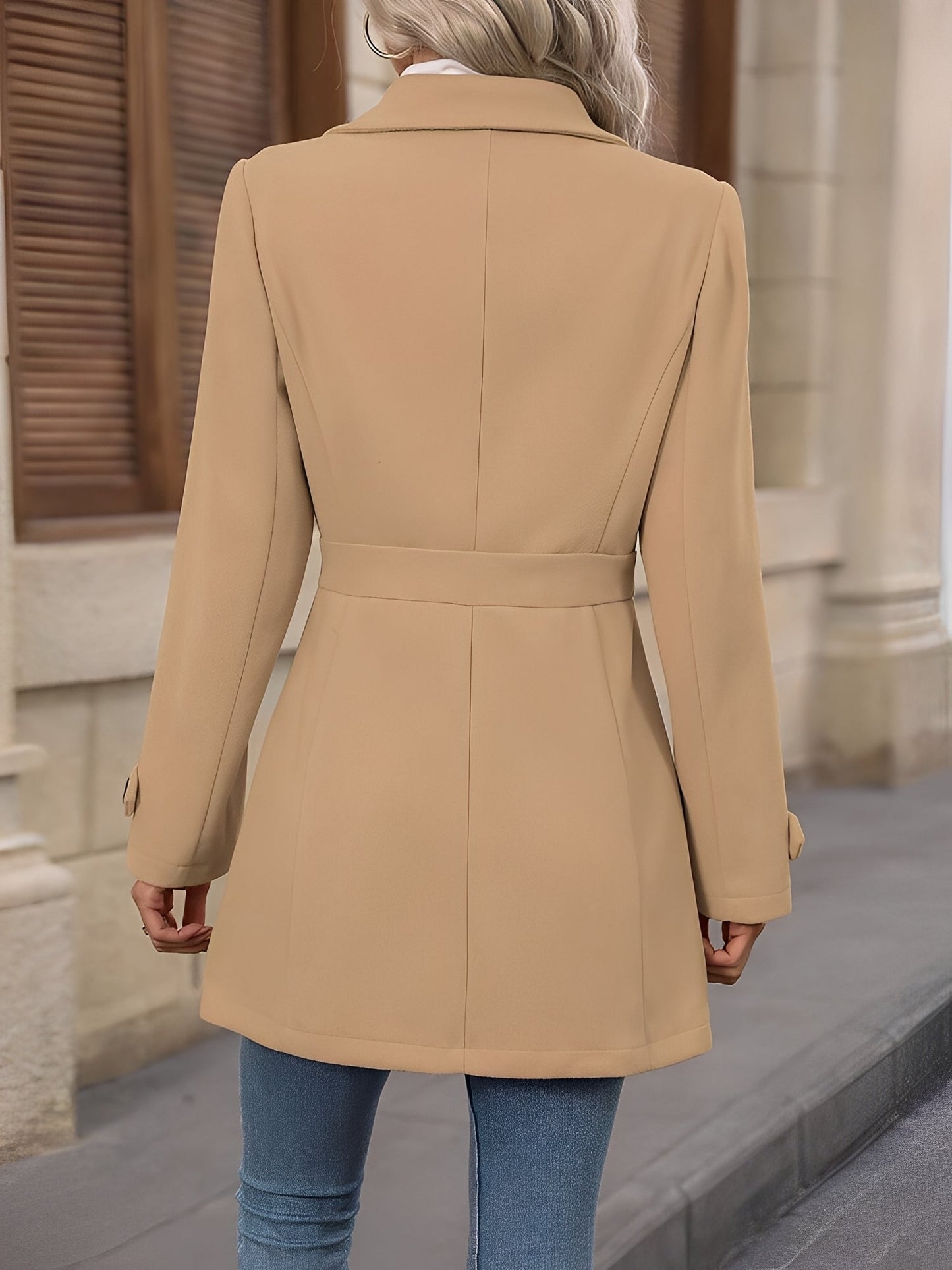 Evangeline | Trench Coat Camel Double-Breasted Belted for Women
