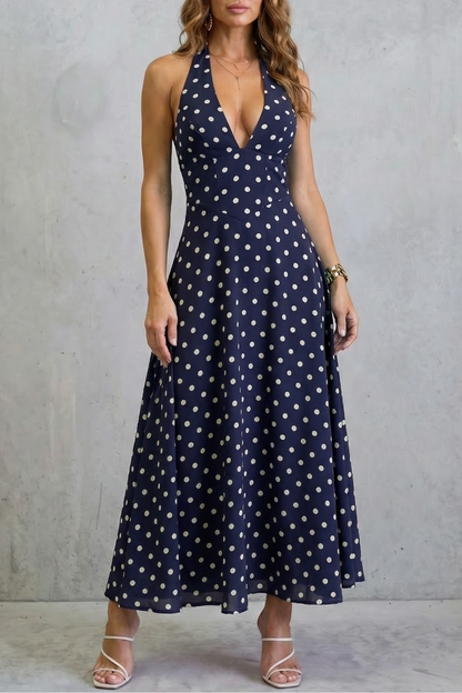 Rosalind | Maxi Dress Pink Floral Satin Halter Neck Backless for Women