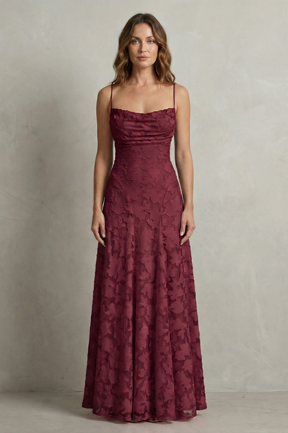 Saffron | Maxi Dress Blush Pink Floral Textured Spaghetti Strap for Women
