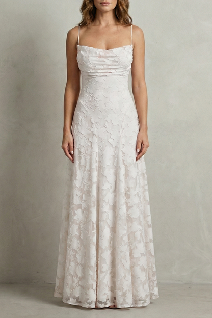 Saffron | Maxi Dress Blush Pink Floral Textured Spaghetti Strap for Women