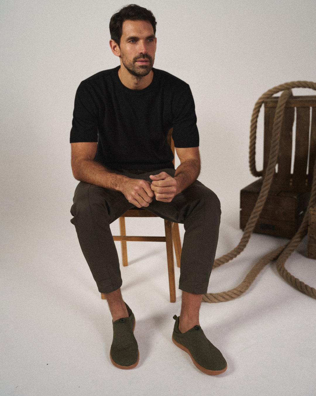 Malcolm | Tapered Joggers Black Cotton Drawstring for Men