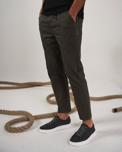 Malcolm | Tapered Joggers Black Cotton Drawstring for Men
