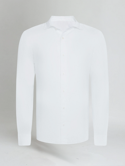 George | Linen Shirt White Spread Collar Long Sleeve for Men