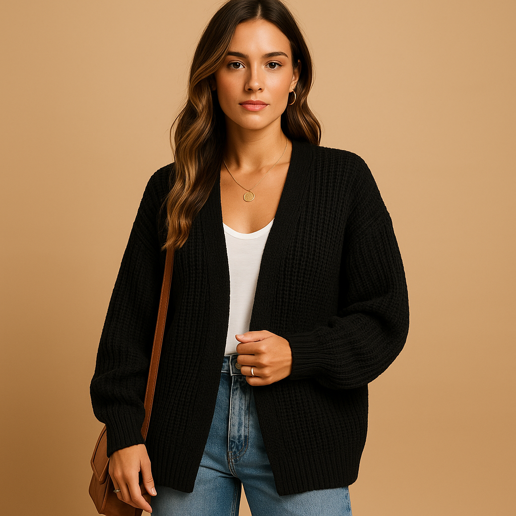 Lacey | Cardigan Cream Chunky Knit Open-Front Oversized for Women