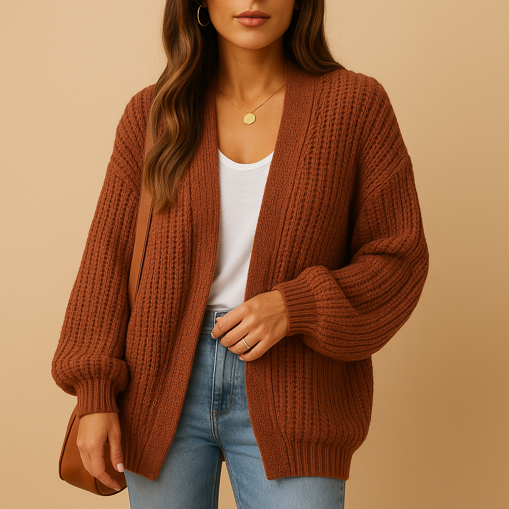 Lacey | Cardigan Cream Chunky Knit Open-Front Oversized for Women